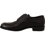 Dolce & Gabbana Black Leather Lace Up Mens Formal Derby Shoes MV3945-40