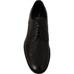 Dolce & Gabbana Black Leather Lace Up Mens Formal Derby Shoes MV3945-40