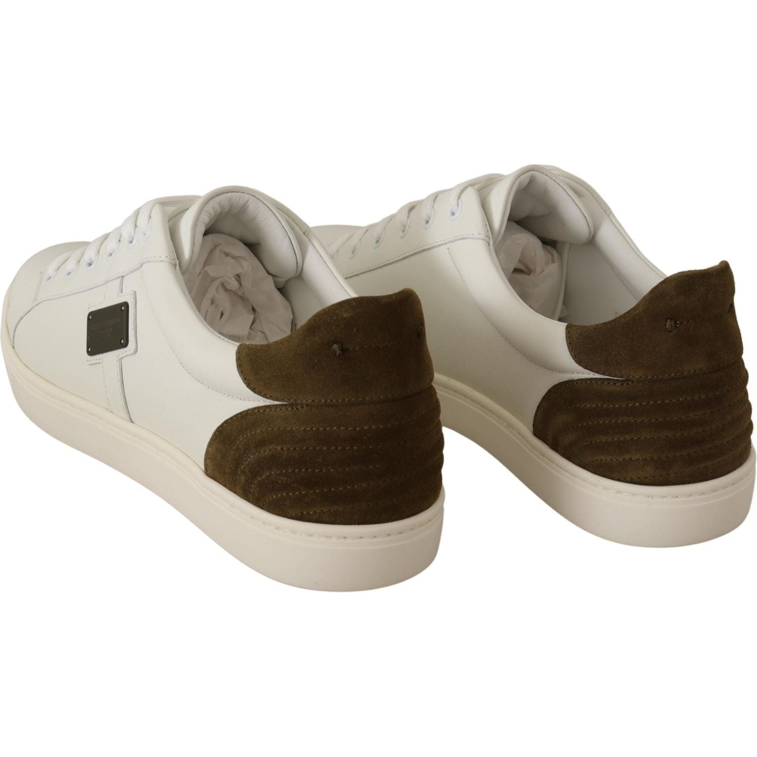 حذاء سنيكرز جلدي أبيض أنيق للرجال من دولتشي آند غابانا