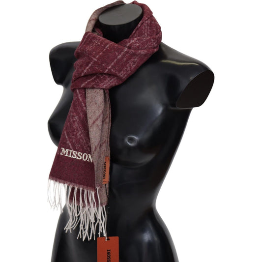 Missoni Maroon 100% Cashmere Unisex Neck Wrap Fringes Scarf MS2118BG