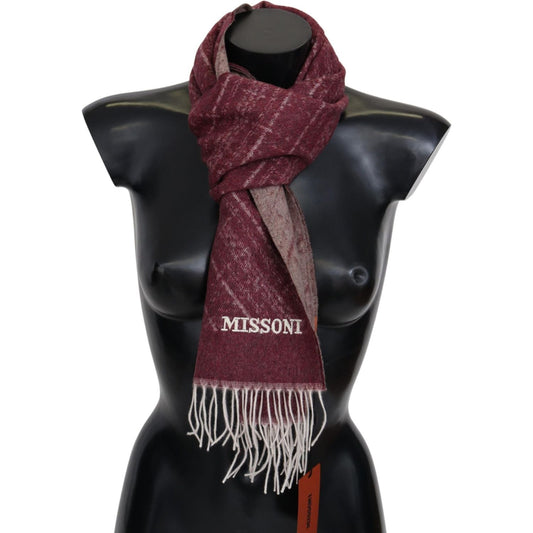 Missoni Maroon 100% Cashmere Unisex Neck Wrap Fringes Scarf MS2118BG