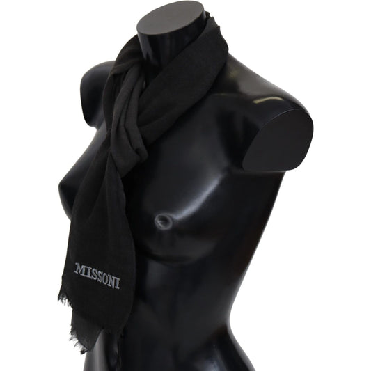Missoni Black 100% Wool Unisex Neck Wrap Scarf MS2137BG
