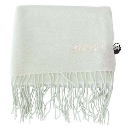 Missoni Light Green Pattern Cashmere Unisex Wrap Fringes Scarf