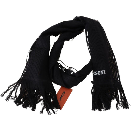 Missoni Black Wool Unisex Neck Warmer Wrap Scarf MS2077