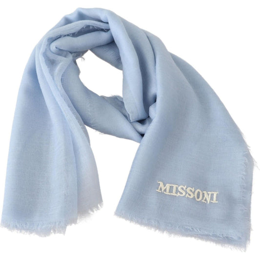 Missoni Light Blue Cashmere Unisex Neck Wrap Scarf MS2100BG