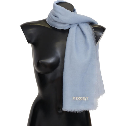 Missoni Light Blue Cashmere Unisex Neck Wrap Scarf MS2100BG