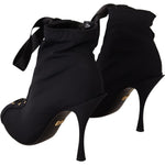 Dolce & Gabbana Black Stretch Short Ankle Boots Shoes LA9027-36