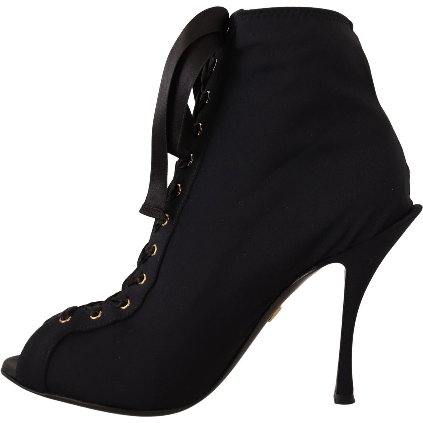 Dolce & Gabbana Black Stretch Short Ankle Boots Shoes LA9027-36