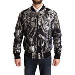 Dolce & Gabbana Elegant Black Bomber Jacket with Silver Details Dolce & Gabbana Dark Slate Gray