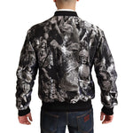 Dolce & Gabbana Elegant Black Bomber Jacket with Silver Details Dolce & Gabbana Dark Slate Gray