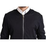 Dolce & Gabbana Blue Silk Coat Short Bomber Men Jacket JKT2915-48