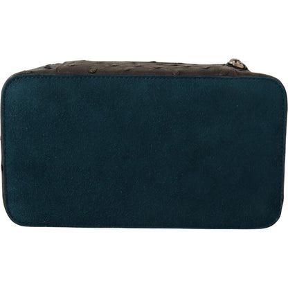 Dolce & Gabbana Gray Skin Leather Vanity Case Toiletry Shaving Bag