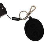 Dolce & Gabbana Black Rubber DG Logo Silver Brass Metal Keychain SMY100728