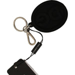 Dolce & Gabbana Black Rubber DG Logo Silver Brass Metal Keychain SMY100728