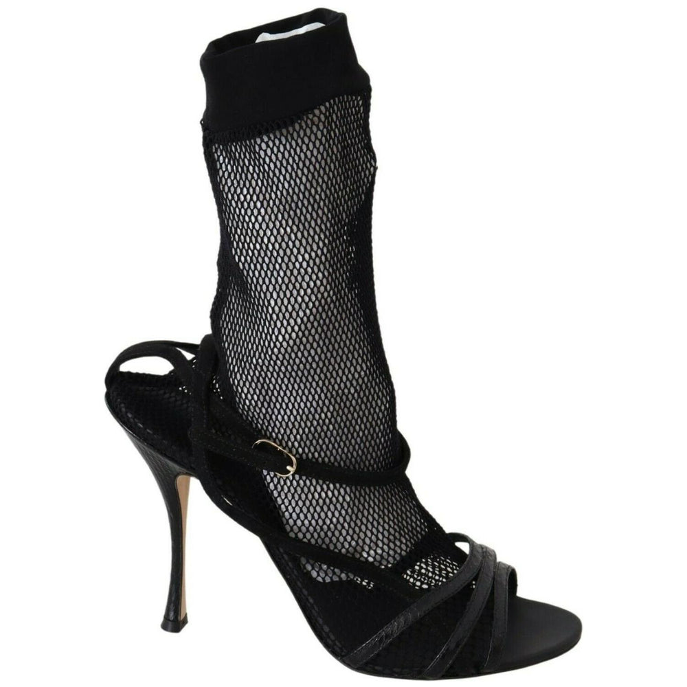 Dolce & Gabbana Black Suede Short Boots Sandals Shoes LA8942-39.5