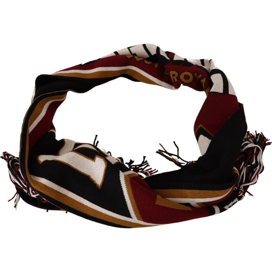 Dolce & Gabbana Multicolor Wool Knit DG King Shawl Wrap Scarf MS2231BG