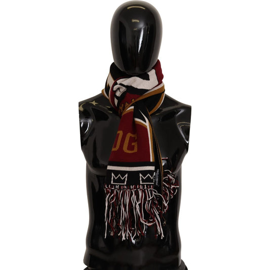 Dolce & Gabbana Multicolor Wool Knit DG King Shawl Wrap Scarf MS2231BG