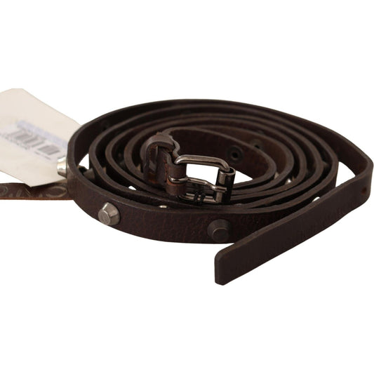 Costume National Brown Leather Silver Tone Buckle Belt BEL61016 -85