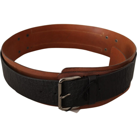 Costume National Black Brown Leather Silver Buckle BEL61047 -85