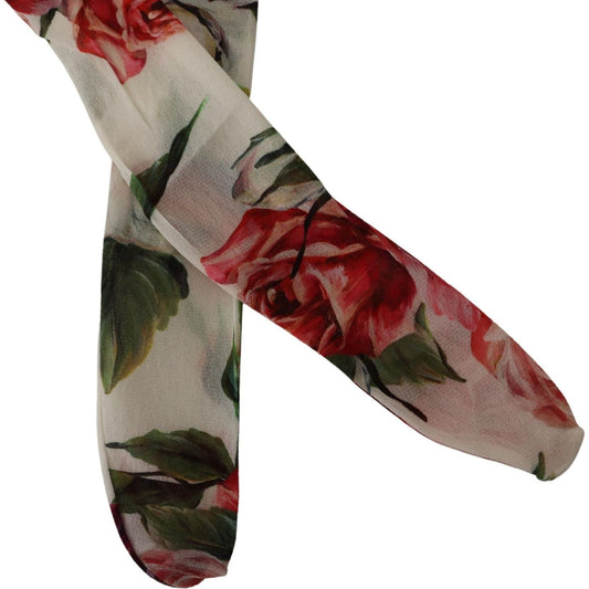 Dolce & Gabbana White Floral Print Stockings Nylon Tights SCS1066 -M