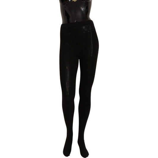 Dolce & Gabbana Black Wool Stretch Tights Stocking Socks