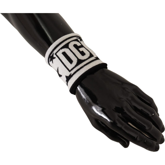 Dolce & Gabbana White Black Wool Logo #DGMILLENNIALS Wristband LB3041