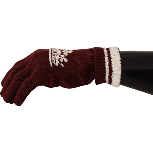 Dolce & Gabbana Red White D&G Logo Crown Cashmere Gloves LB3053 -S