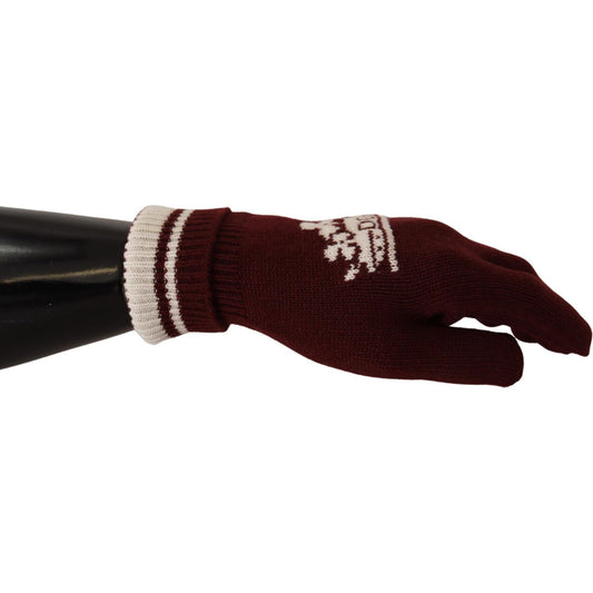 Dolce & Gabbana Red White D&G Logo Crown Cashmere Gloves LB3053 -S