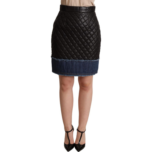 Dolce & Gabbana Black Quilted Leather Mini Skirts SKI1528-38
