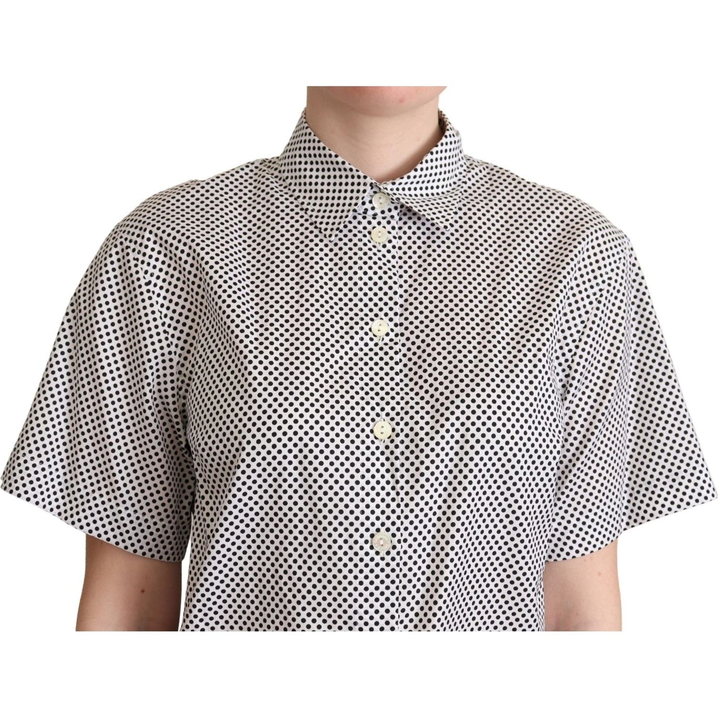 Dolce & Gabbana Black Polka Dot Collared Shirt White TSH5963 -42