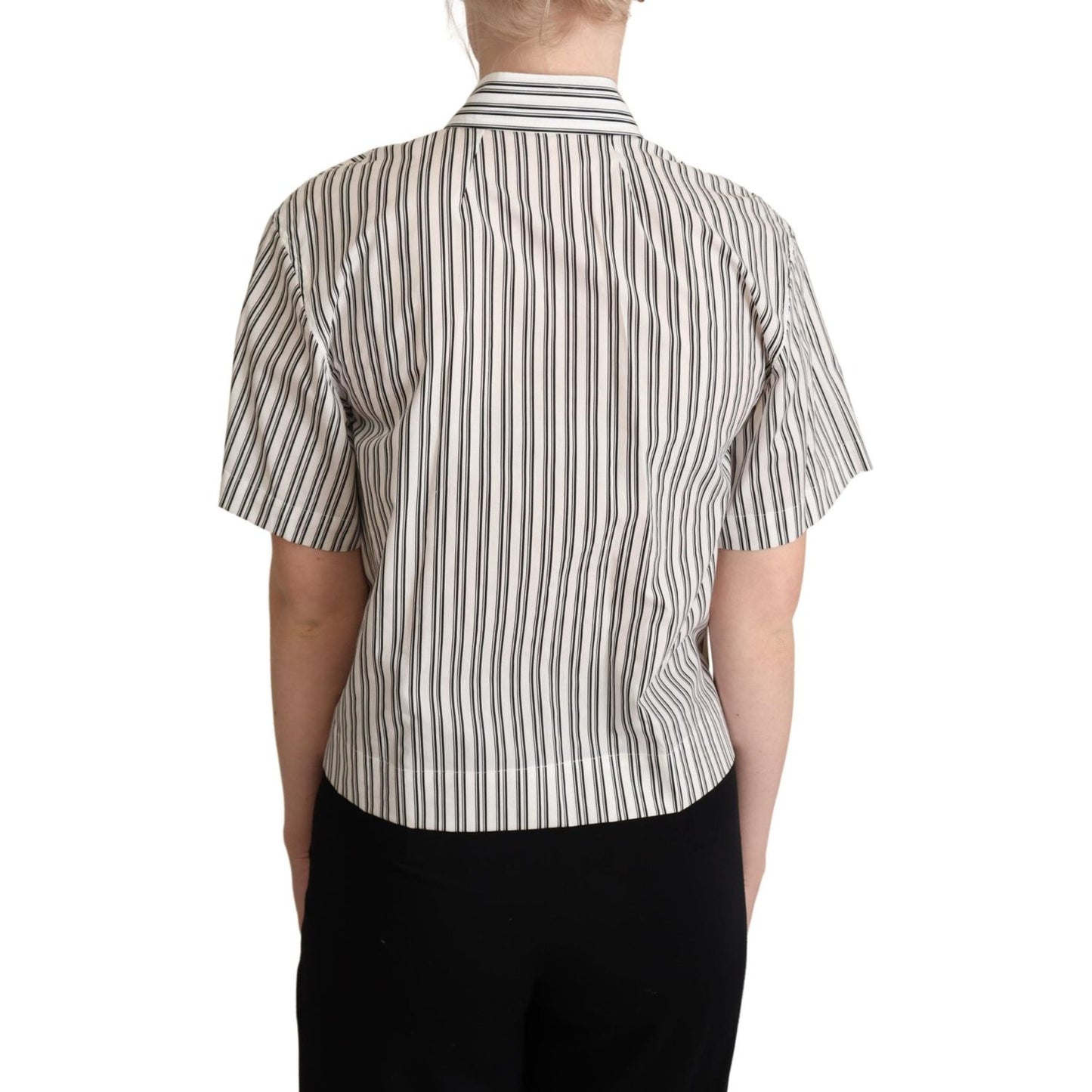 Dolce & Gabbana White Black Striped Shirt Blouse Top TSH5967 -40