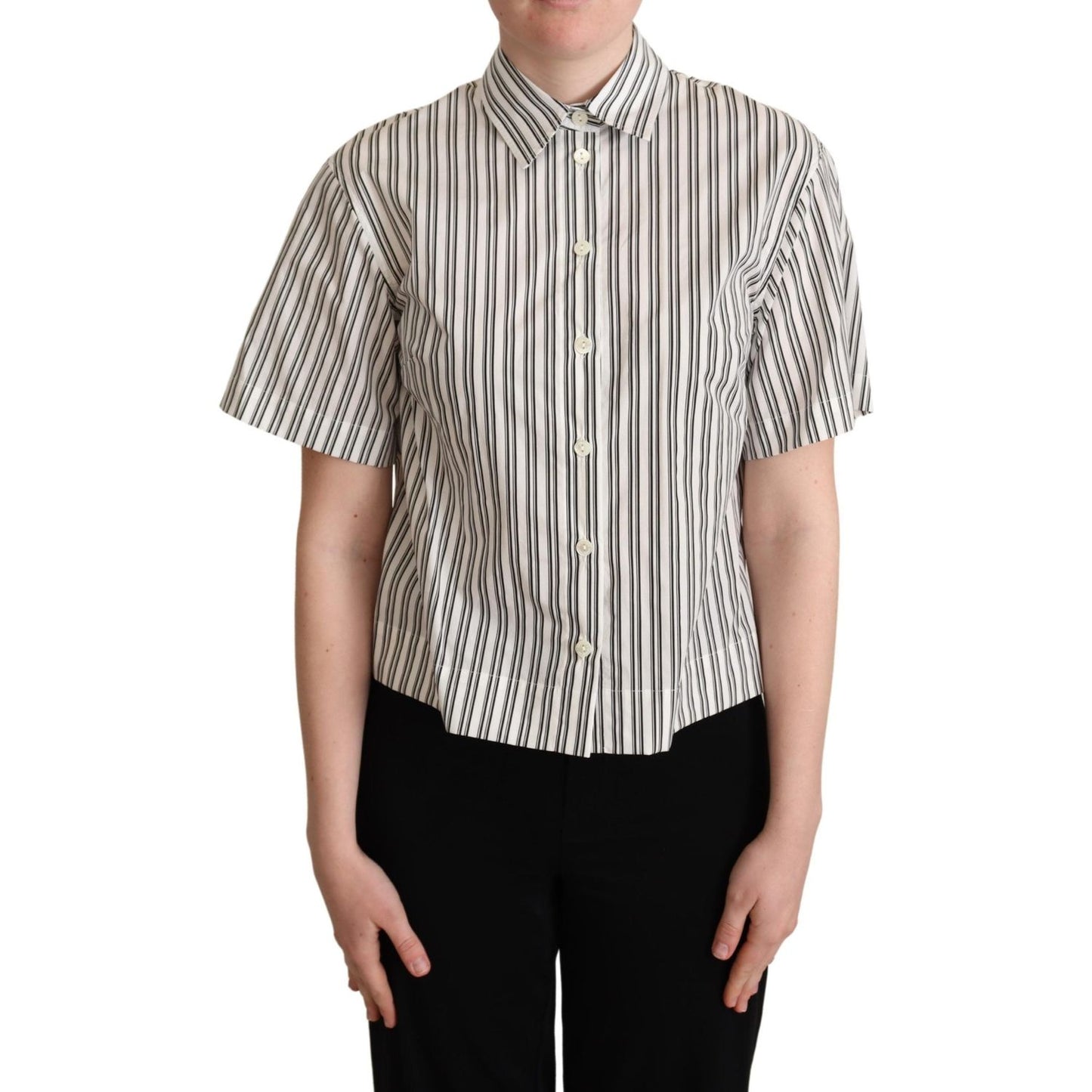 Dolce & Gabbana White Black Striped Shirt Blouse Top TSH5967 -40