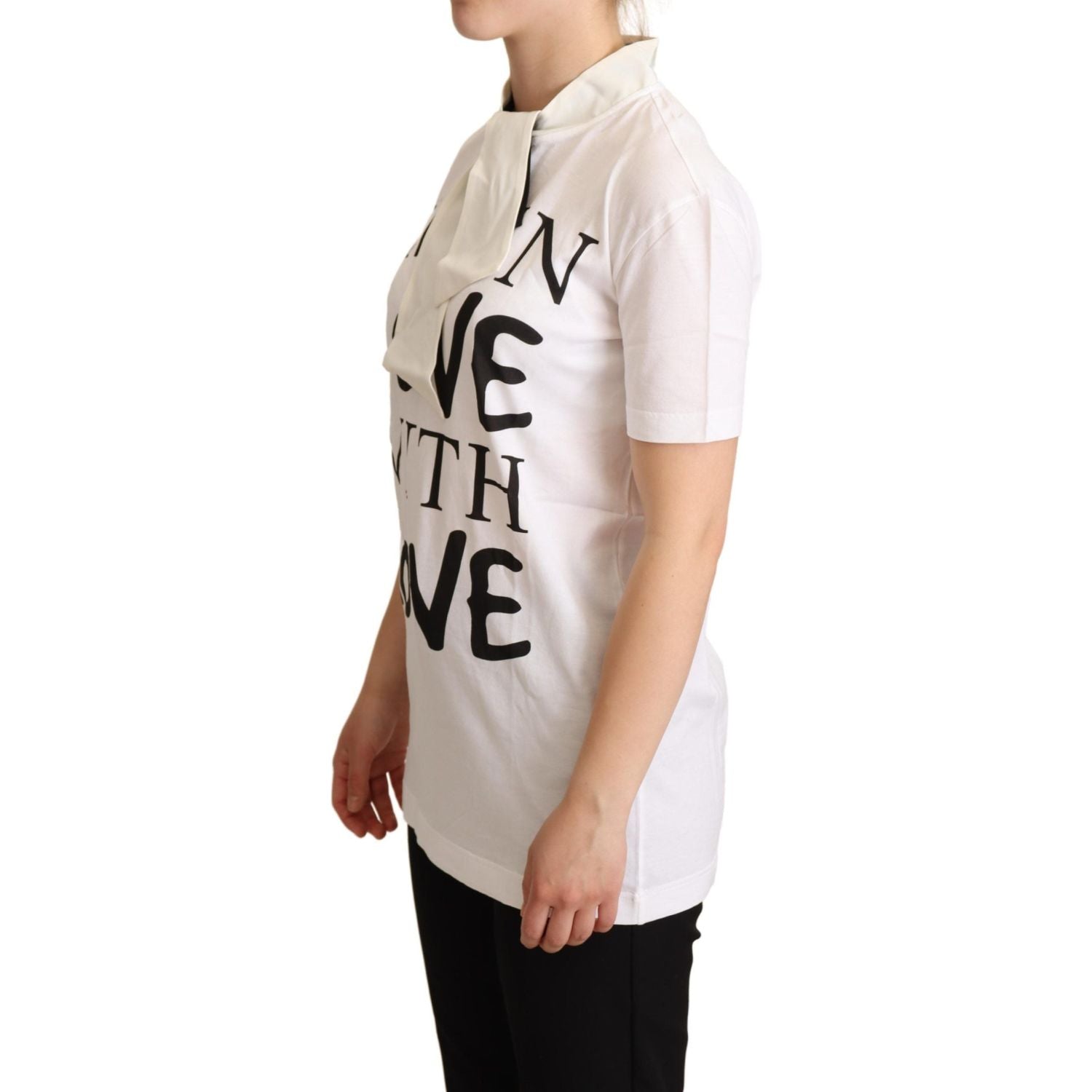 Dolce & Gabbana White Cotton Silk I'm In Love Top T-shirt