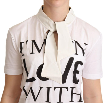 Dolce & Gabbana White Cotton Silk I'm In Love Top T-shirt