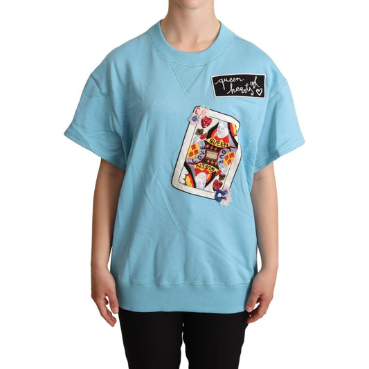 Dolce & Gabbana BLue Queen Of Hearts Card Sweater T-shirt