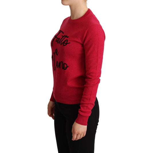 Dolce & Gabbana Pink Embroidered Cashmere Wool Pullover Sweater TSH6309 -44