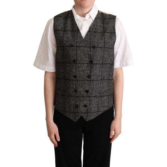 Dolce & Gabbana Gray Wool Leopard Print Waistcoat Vest TSH5983 -40