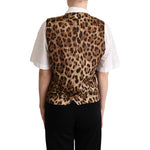 Dolce & Gabbana Gray Wool Leopard Print Waistcoat Vest TSH5983 -40