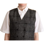 Dolce & Gabbana Gray Wool Leopard Print Waistcoat Vest TSH5983 -40
