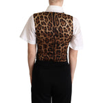 Dolce & Gabbana Black Striped Leopard Print Waistcoat Vest TSH5988 -40