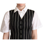 Dolce & Gabbana Black Striped Leopard Print Waistcoat Vest TSH5988 -40