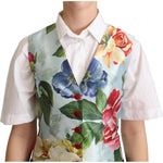 Dolce & Gabbana Mint Green Floral Silk Waistcoat Vest TSH5997 -38