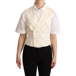 Dolce & Gabbana Beige Silk Sleeveless Waistcoat Vest TSH5999 -38