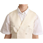 Dolce & Gabbana Beige Silk Sleeveless Waistcoat Vest TSH5999 -38