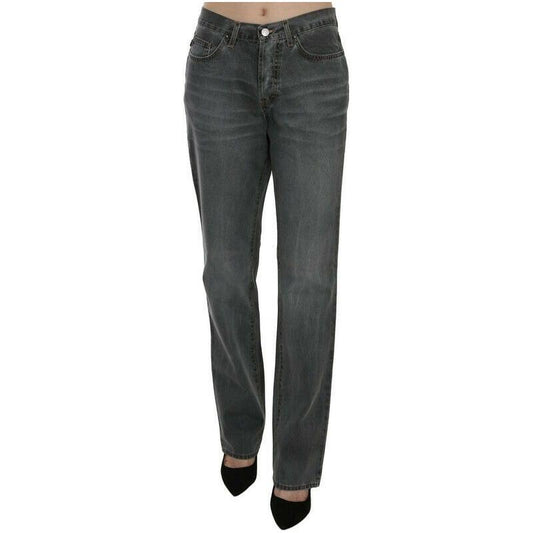 Just Cavalli Gray Washed Mid Waist Straight Denim Pants Jeans PAN70366-30