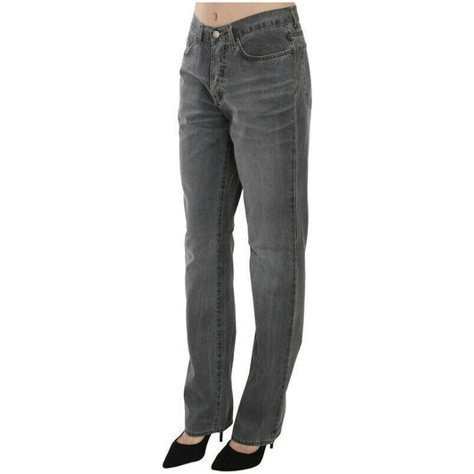 Just Cavalli Gray Washed Mid Waist Straight Denim Pants Jeans PAN70366-30