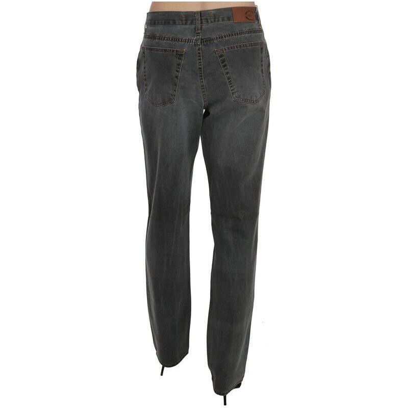 Just Cavalli Gray Washed Mid Waist Straight Denim Pants Jeans
