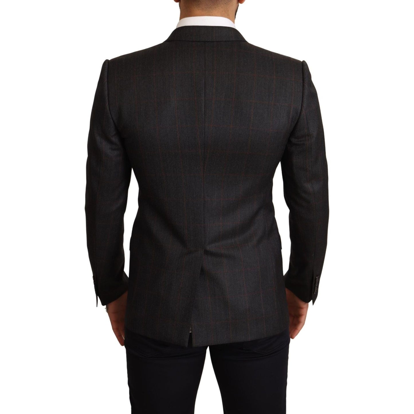 Dolce & Gabbana Gray Check Wool Slim Fit Blazer Jacket JKT2949-48
