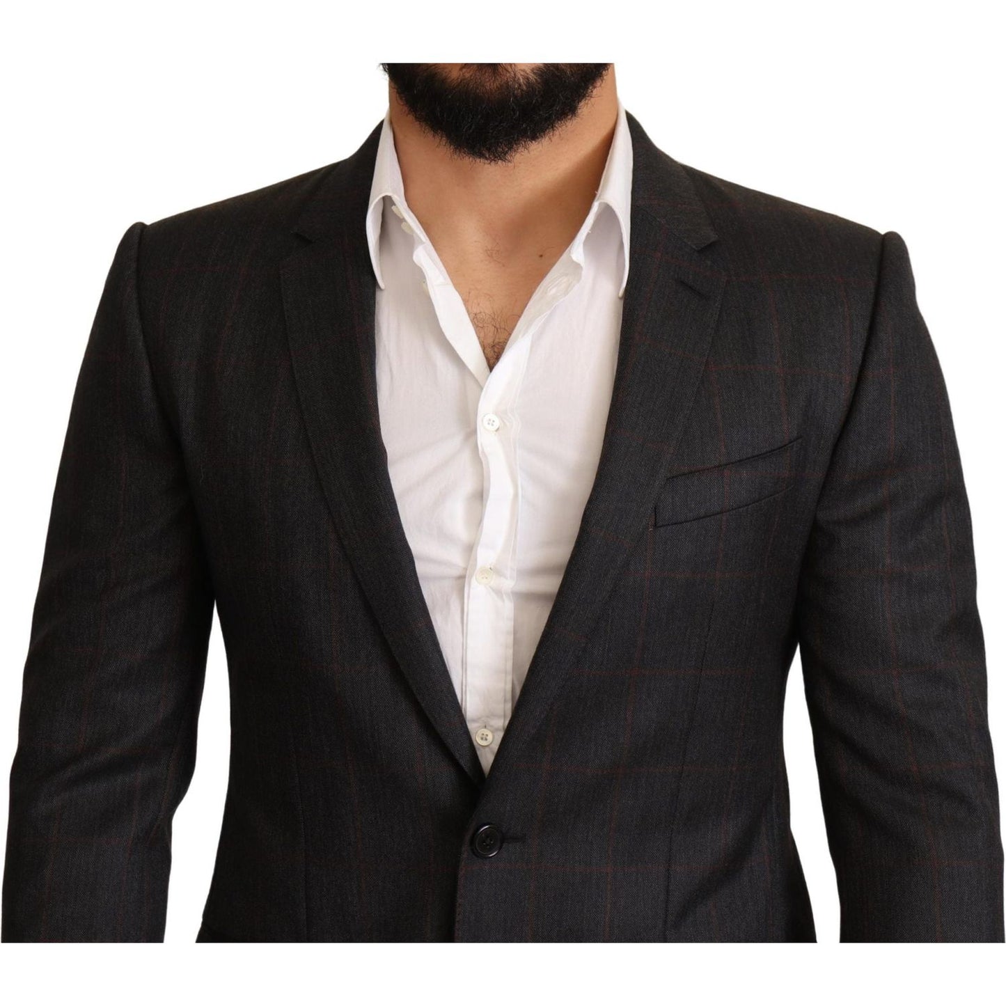 Dolce & Gabbana Gray Check Wool Slim Fit Blazer Jacket JKT2949-48