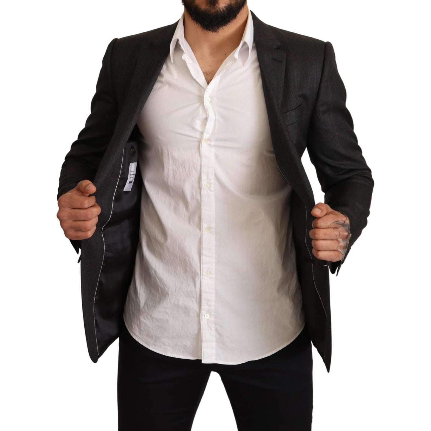 Dolce & Gabbana Gray Check Wool Slim Fit Blazer Jacket JKT2949-48